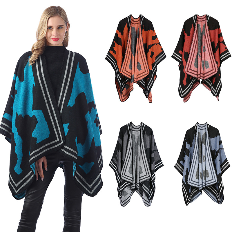 

Lady's Color block Scarf in Winter Patchwork Thickening Shawl Autumn Women's Orange Black Warm Scarves