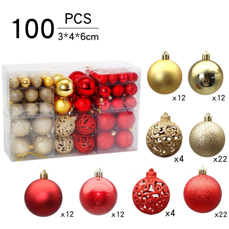 

100PCS Christmas Ball Tree Decor Xmas Party Hanging Ball Ornament Decoration For Home Christmas Decoration Gift