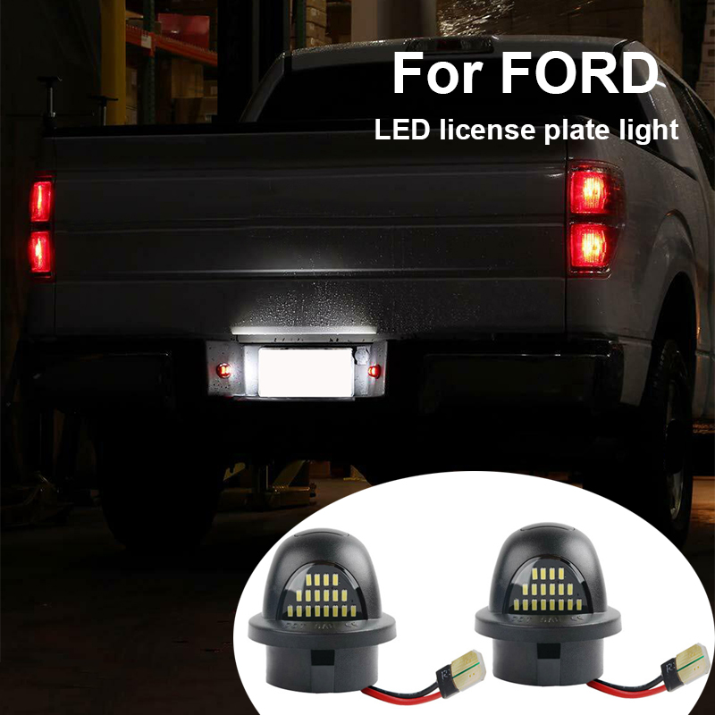 

2pcs LED license plate number lamp with red warning light for F150 F-Series Ranger Bronco Excursion Mark LT, As pic