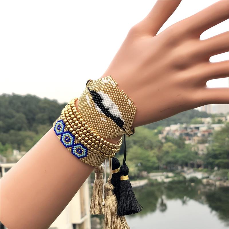 

GRAPES MIYUKI Bracelet Evil Eye Bracelet Lips Pulseras Fashion Insta Jewelry Tassel Bracelets Women Gold Stainless Steel Beads