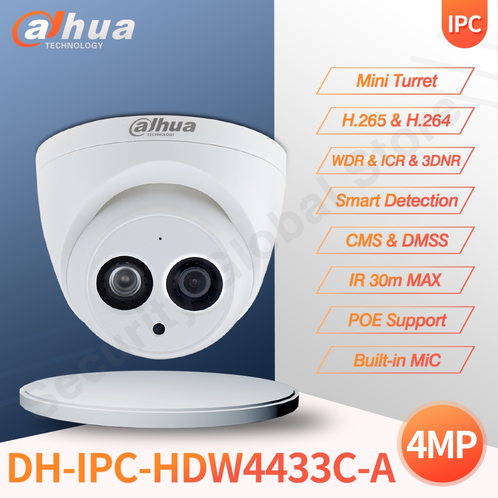 

IP Camera IPC-HDW4433C-A 4MP Mini Turret CCTV Camera Built-in MIC Network HD POE Security Camera IPC-HDW4431C-A DH 4433C-A