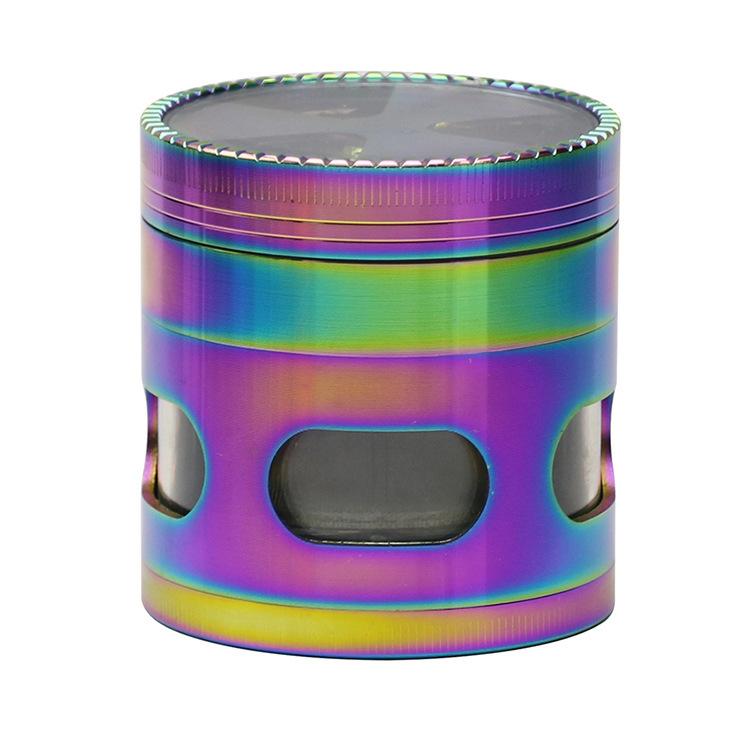 

Tobacco Smoking Herb Grinder Four Layers have Drawer Metal 100% dia 63mm With Clear Top Window Lighting
