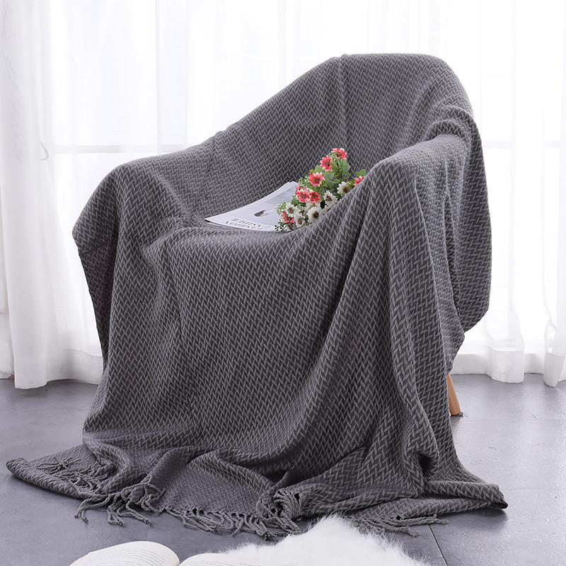

Nordic Throw Blanket Multifunction Dark Gray Sofa Covers Cobertor Tassel Dust Cover Air Conditioning Koc Blankets For Beds