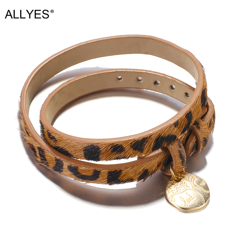 

ALLYES Tree of Life Leopard Leather Bracelets for Women 2020 Fashion Bohemian Multilayer Wrap Bracelet Female Jewelry