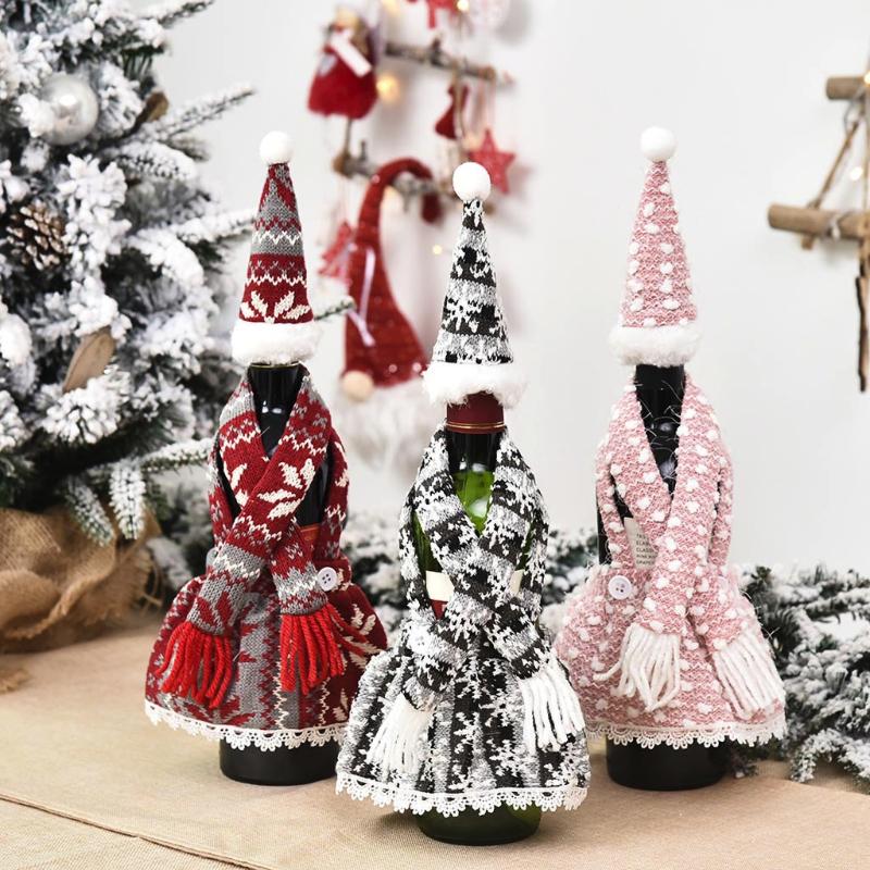 

Christmas Santa Claus Wine Bottle Bag Set Christmas Party Table Decoration Gifts Ornaments home Festival supplies