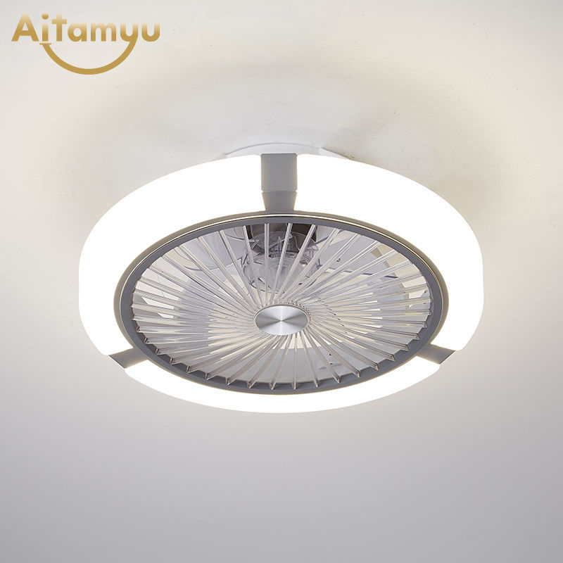 

Modern Simple Ceiling Fan Lamp Fans With Lights Remote Control Bedroom Decor Ventilator Air Invisible Blades Retractable Silent