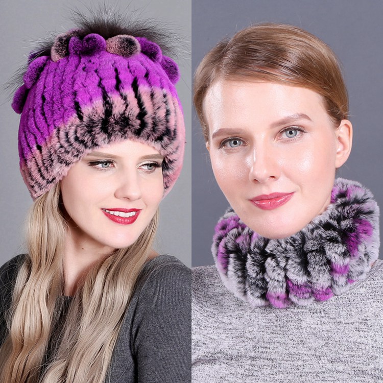 

Rex Fur Hat Women's Winter New Warm Braided Hat Korean-Style Elegant Thick