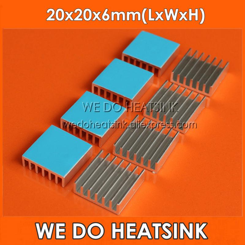

WE DO HEATSINK 20x20x6mm Aluminum IC LED Cooling Cooler Heat Sink Heatsink With Thermal Conductive Adhesive Tape