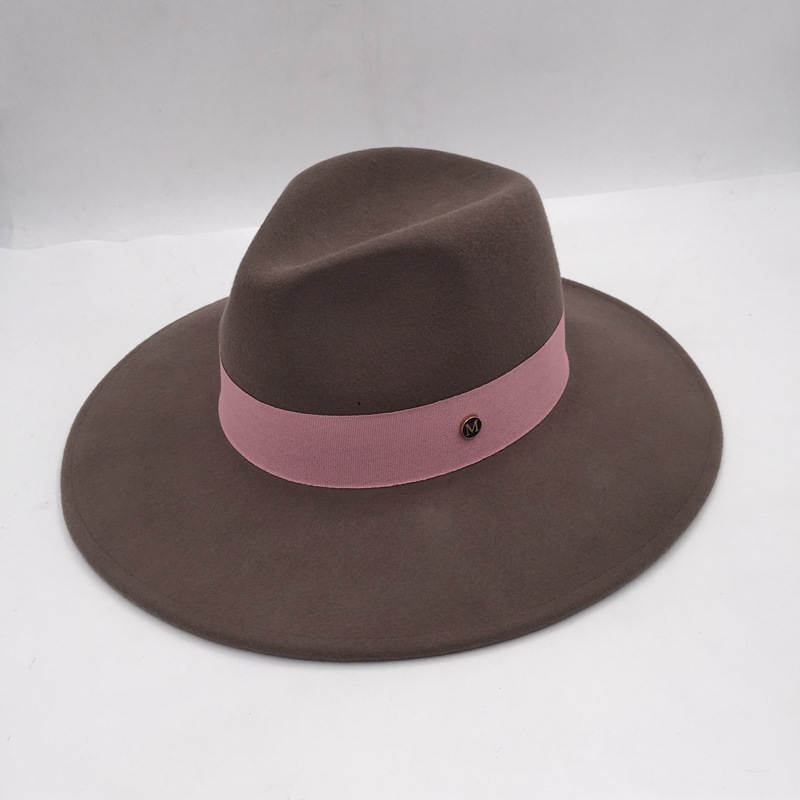 

100% Wool Panama Hat Wide Brim Coffee Wool Fedora Hat Warm Winter for Women Classical Band Porkpie Party, Coffee without m
