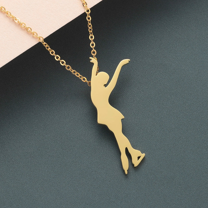 

Trendy Stainless Steel Pendant Necklace For Women Figure Skating Necklace Charm Skating Girls Choker Statement Jewelry Gift
