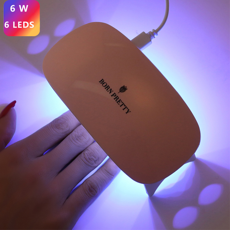 

BORN PRETTY 6W Nail Dryer UV Led Lamp Portable USB Cable For All Types Gel Polish Curing Gel Varnish Machine Nail Art Tool Lamp, 6w white 3 leds