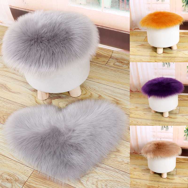

Faux Fur Fluffy Rug For Home Floor Decor Shaggy Acrylic Sheepskin Carpets Mat Round Square Home Texile, Pink-round