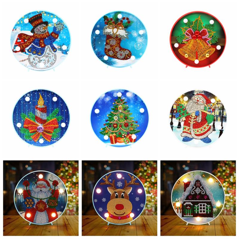

5D DIY Diamond Painting Lamp LED Christmas Decoration For Home Santa Claus Christmas Happy New Year Decoration Home Decor