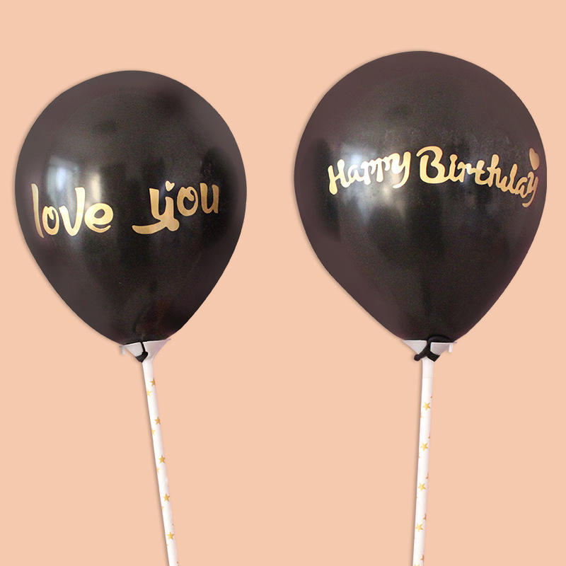 

Party Decoration 1 Set 5inch Black Balloon With Sticker Cake Topper Straw Bow Baby Shower Favors Wedding Birthday Supplies