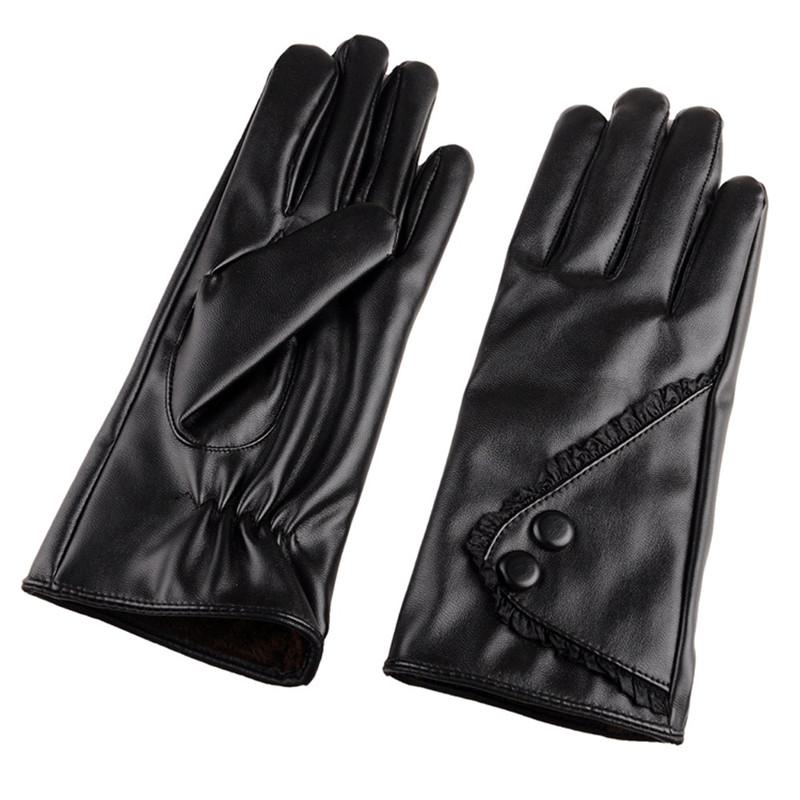 

Women Keep Warm Leather gloves Waterproof Driving Full winter gloves Wrist Warmers Mittens guantes eldiven handschoenen 40FE22