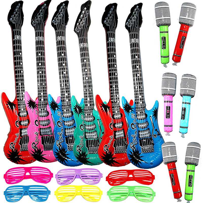 

Party Favor 18 Pack Inflatable Rock Star Toy Set For Concert Theme Favors Birthday Electric Guitar/Microphones/Shutter Shading Glasses