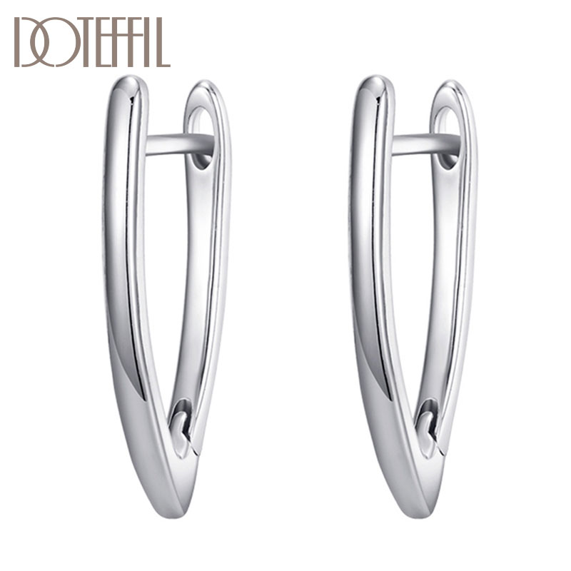 

DOTEFFIL 925 Sterling Silver/18K Gold/Rose Gold Charm Earrings For Women Jewelry Fashion Wedding Party Gift