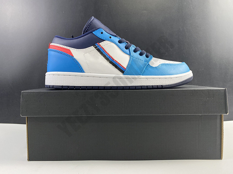 

2020 OG 1 1s low white blue red basketball Skateboard Shoes With Added Tri-Color Ribbons Men Fashion Comfortable Trainer Sneakers CV4892-100
