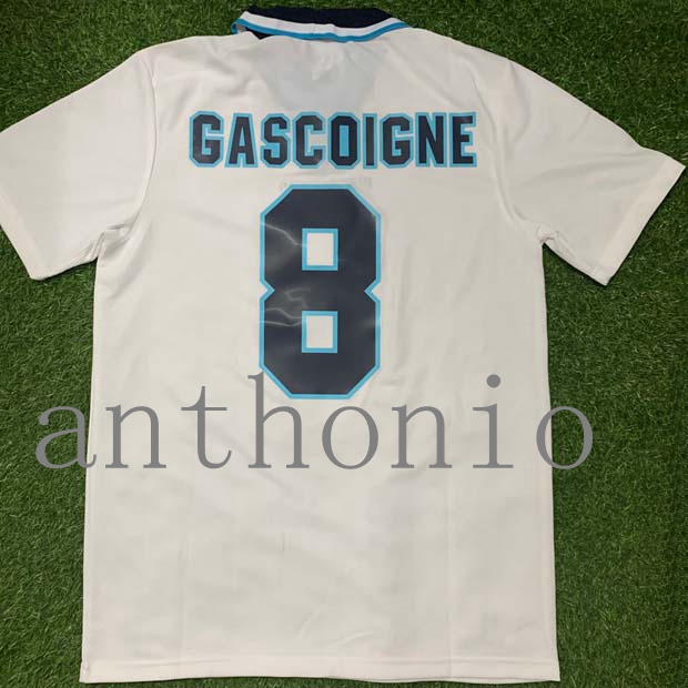 

TOP 1996 Retro Soccer Jerseys HOME GASCOIGNE 8 Beckham 7 Shearer 9 Scholes 18 Owen 10 Gerrard Lampard Fowler Vintage Classic 1990 AWAY 3RD Football Shirts Kit SIZE S-XXL, 1990 away gascoigne 8