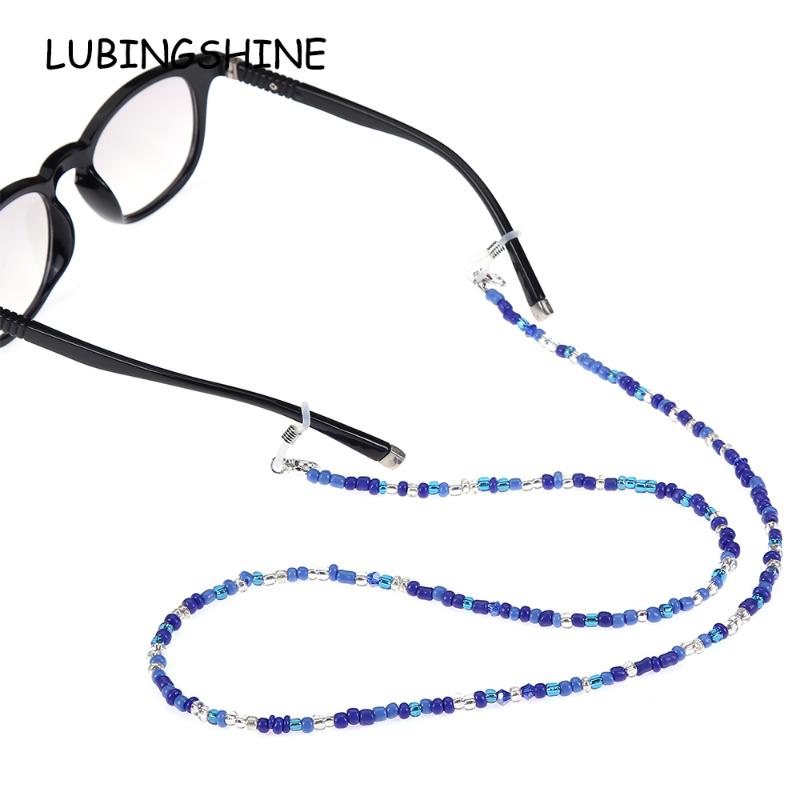 

Bohemian Women Crystal Seed Bead Eyeglass Eyewears Sunglasses Reading Glasses Chain Necklace Chokers Rope for Mask
