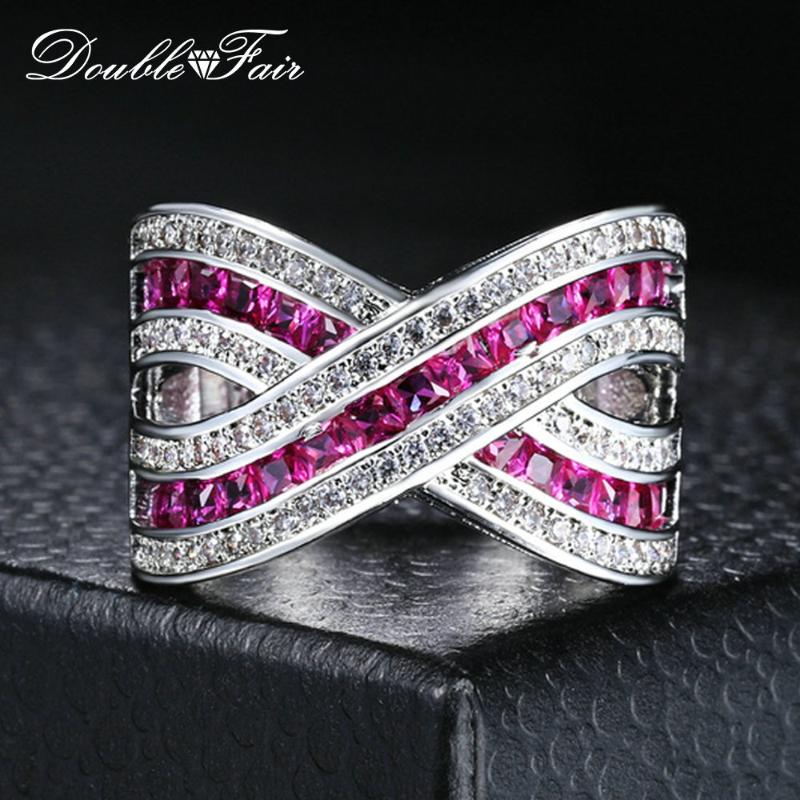 

Double Fair Wedding Rings For Women With Full Shiny Cubic Zirconia Stone Trendy Jewelry HotSale DFYG011