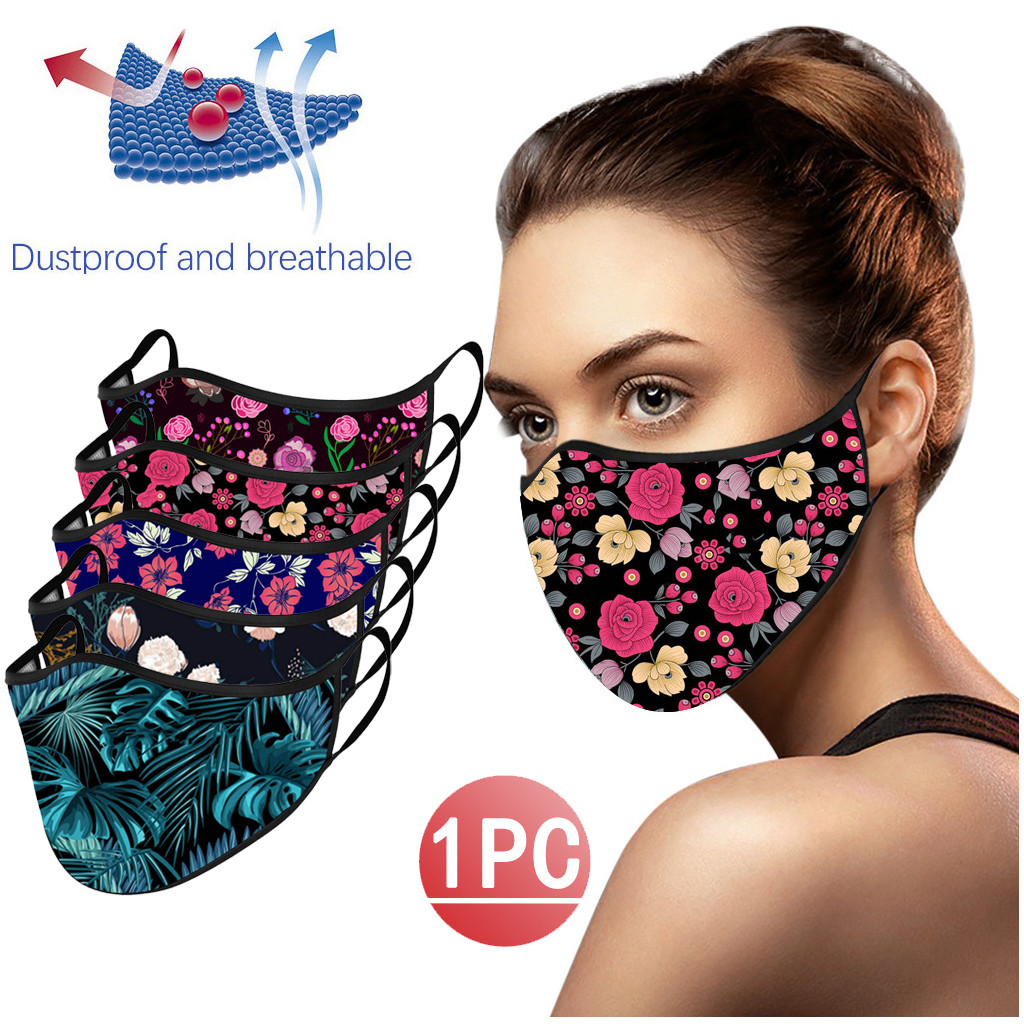 

Washable Face Masks for Women Floral Print Cloth Mask Reusable Designer Masks Protective Face Covering Facemasks