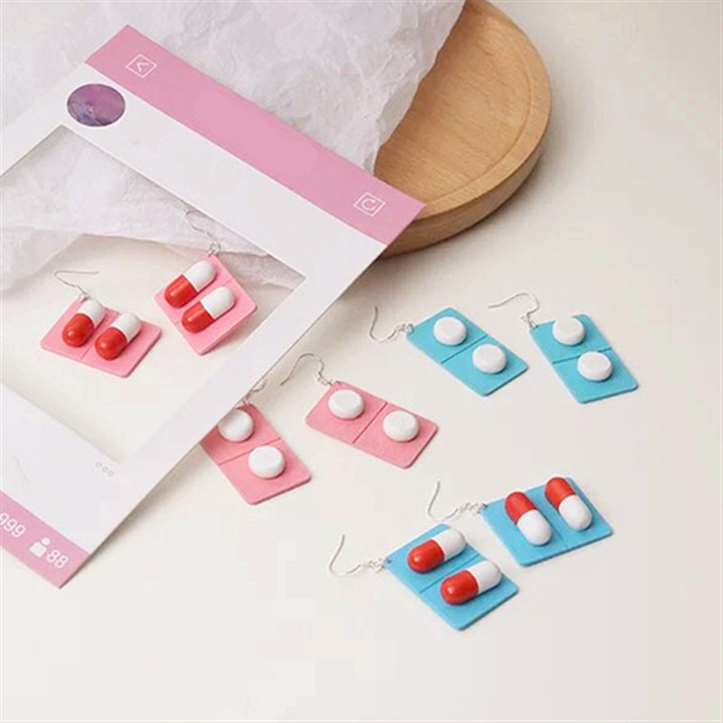 

New Fashion cute creative wooden drop earrings funny lovely pills Dangle Earrings Unique jewelry gift for girl
