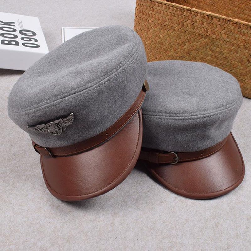 

T-MAC Peaky Blinders ladies leather beret hat autumn new retro herringbone octagon hat casual pumpkin gatsby flat beret, As shown