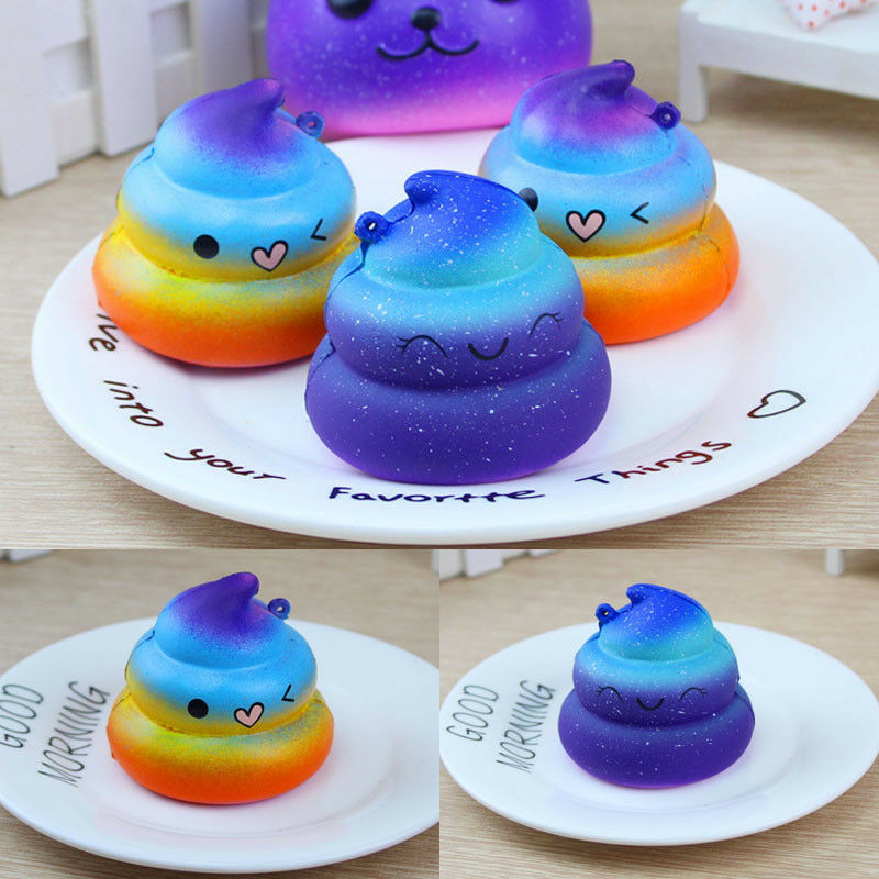 

New Rainbow Soft Squishy Squeeze Healing Funny Kids Toy Gift Stress Reliever Slow Rebound Poop Multicolor 2 Colors