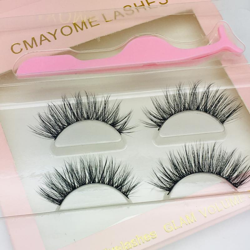 

2 Pairs 3D Mink Hair Soft Comfortable Mixed Style False Eyelashes With 1 Tweezer Wispy Thick Lashes Extension Makeup Tools