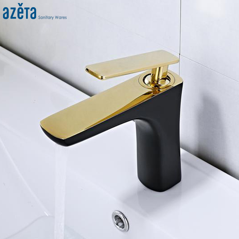 

Azeta Black Bathroom Faucet Single Handle Basin Sink Faucet Deck Mounted Basin Mixer Tap Bathroom Wash Tap AT4206BG