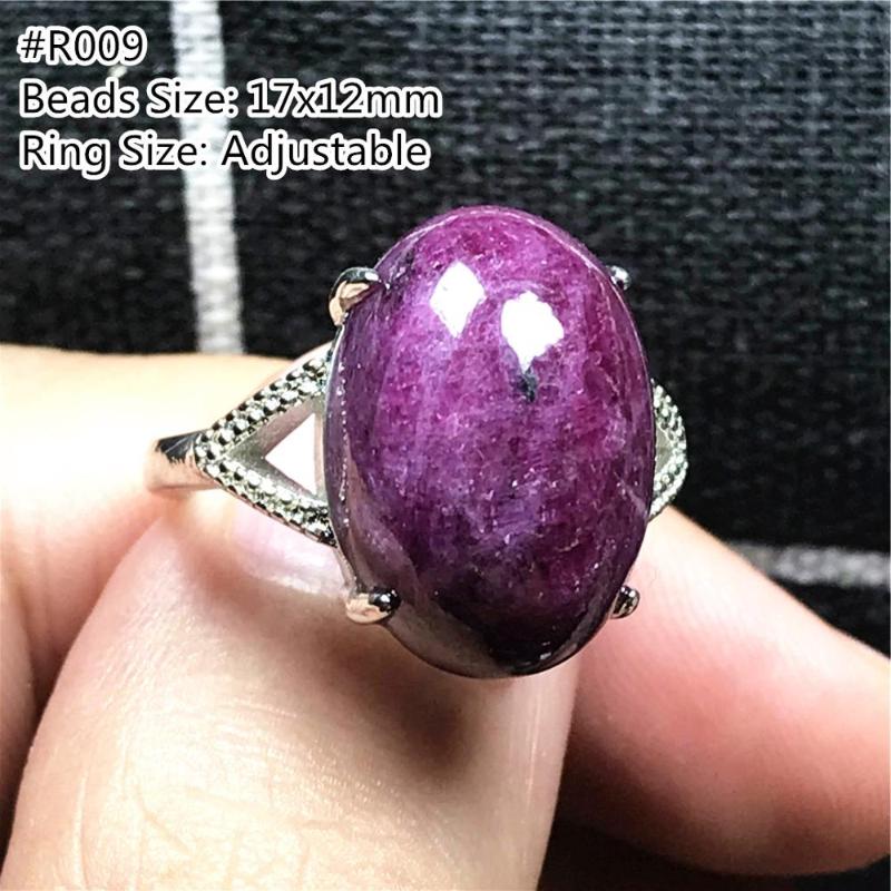 

Genuine Natural Ruby Zoisite Ring Silver Sterling Jewelry For Woman Lady Man Oval Crystal Beads Gemstone Adjustable Ring