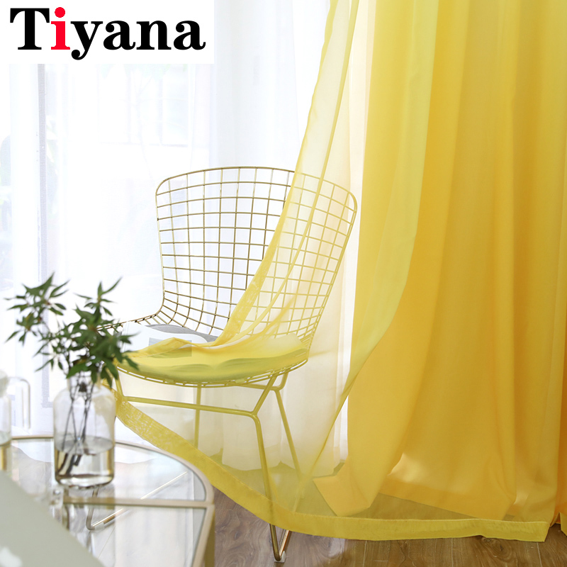 

Green Curtains Gradient Color Print Voile Blue Window Modern Living Room Curtains Tulle Sheer Fabrics Rideaux Cortinas WP185Y, Yellow tulle