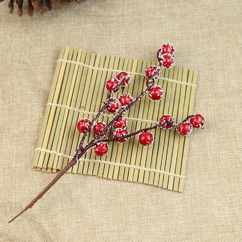 

10Pcs Decorative Flower Artificial Flower Ornaments Simulation Crabapple Branch Evening Party Decoration Home Decoration for Wed, Red