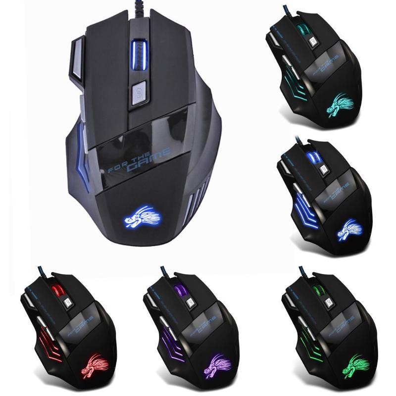 

5500DPI Wired Gaming Mouse 7 Buttons LED Optical USB Gamer Computer Mice Ultra-precise Scroll Wheel USB Computer Wired Mouse