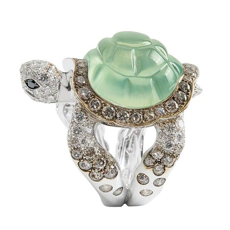 

Vintage Cute Turtle Rings for Women Romantic Green Zircon Jewelry Fashion Glamour Wedding Engagement Bridal Ring Men O5M428
