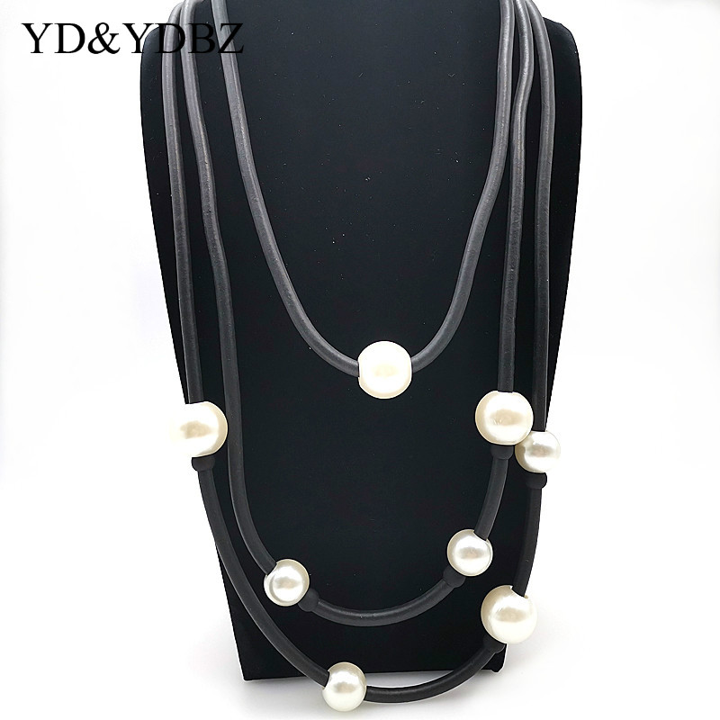 

New Pearl Necklaces Rubber Rope Chains For Women Fashion Jewelry Charms Sexy Style Ladies Necklace Party Birthday Gifts Quality