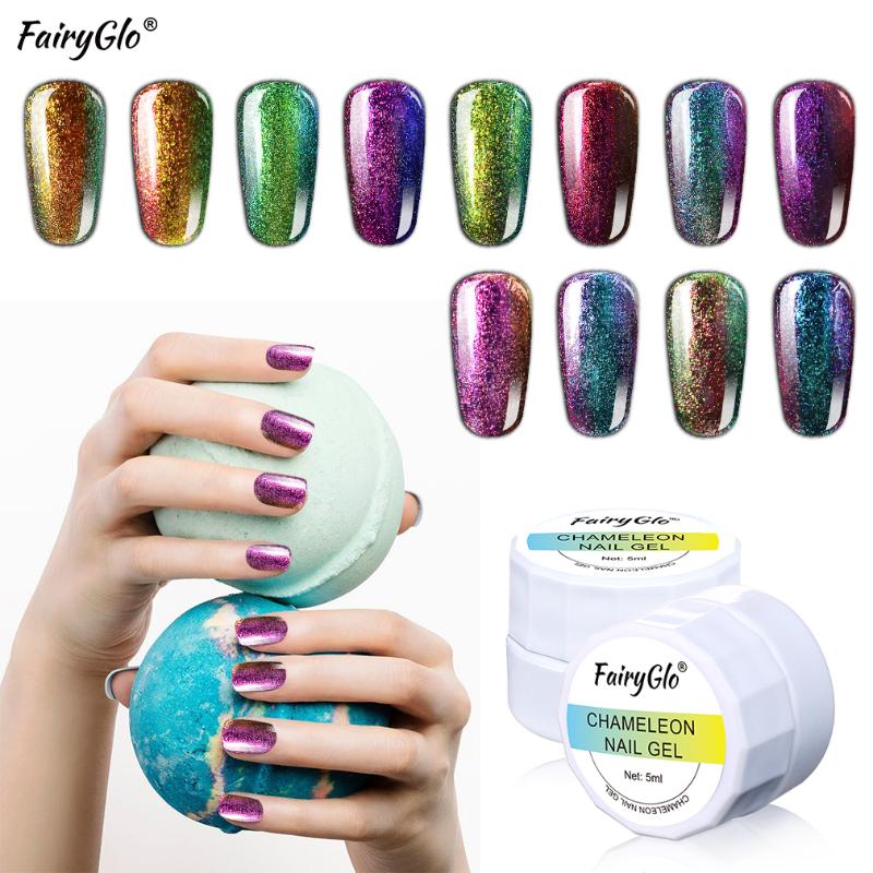 

FairyGlo 5ML Chameleon Gel Varnish UV LED Gel Nail Polish Long Last Nail Art Soak Off Vernis Semi Permanant Gellak Paint Esmalte, Top coat
