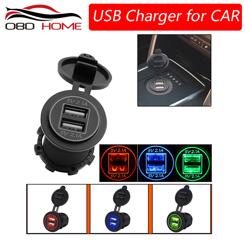 

best 12-24V USB Charger for Motorcycle Auto Truck ATV Boat LED Car 4.2A Dual USB Socket Charger Power Adapter Outlet Power, As pic