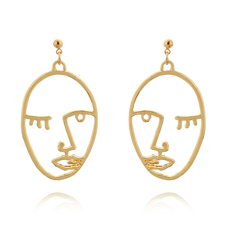

Dangle & Chandelier Punk Human Face Drop Earrings For Women Retro Abstract Hollow Out Statement Hand Metal Fashion Earring Jewelry 1