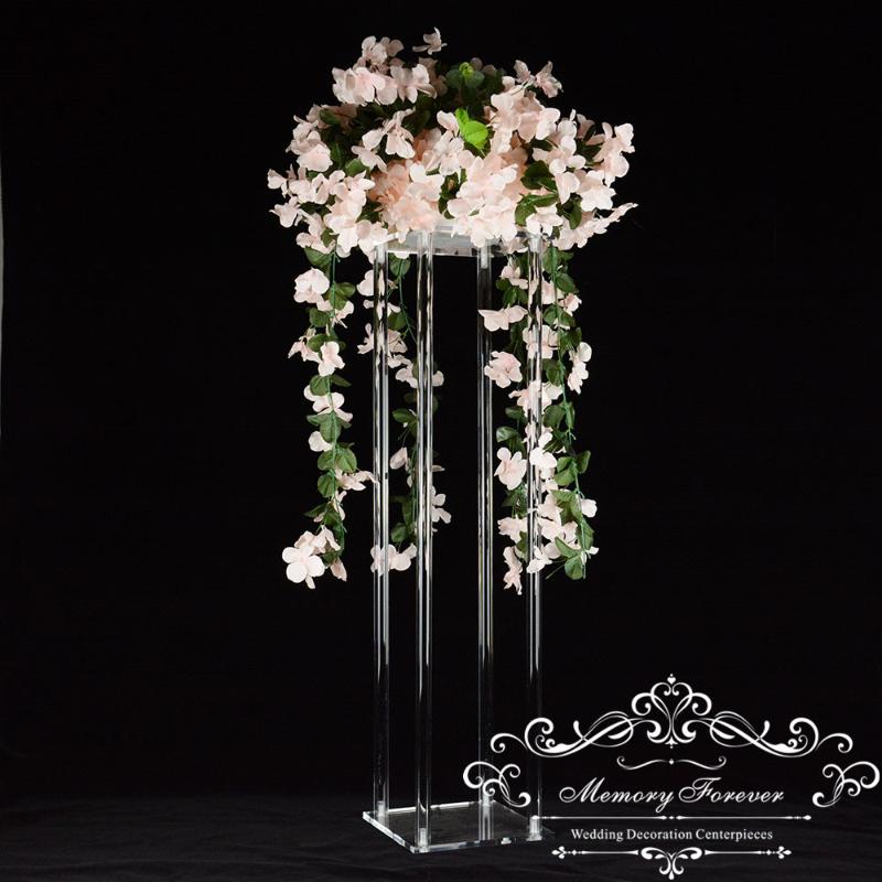 

Latest Wedding Decoration Table Centerpiece Acrylic Clear Flower Stand Tall Pillar Geometric Columns