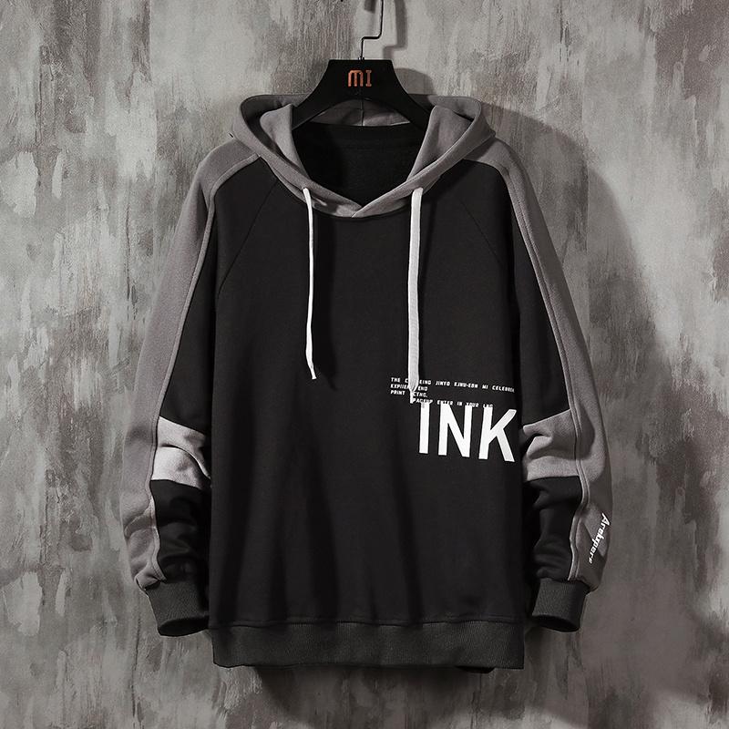 

2020 Autumn Spring Patchwork Black Hoodies MEN'S Sweatshirts Hip Hop Punk Streetwear Casual Pullover kg-153, Y185 1