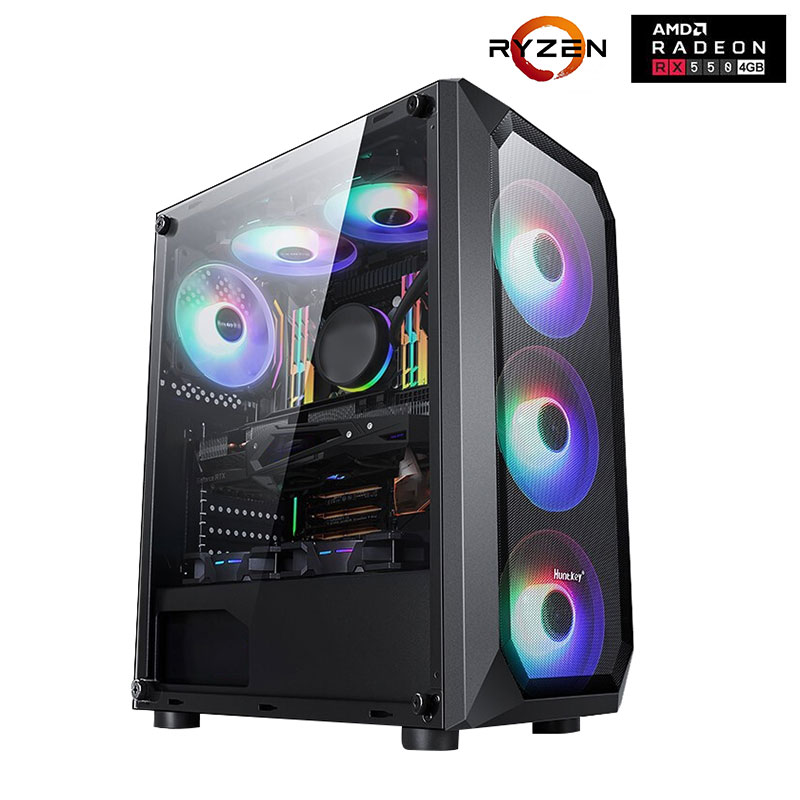 

Ryzen5 RX560 Gaming Computer Desktop PC Ryzen 2600 6 Core, Radeon RX550 4GB, 8GB DDR4 2666,120GB SSD 1TB HDD, Windows 10