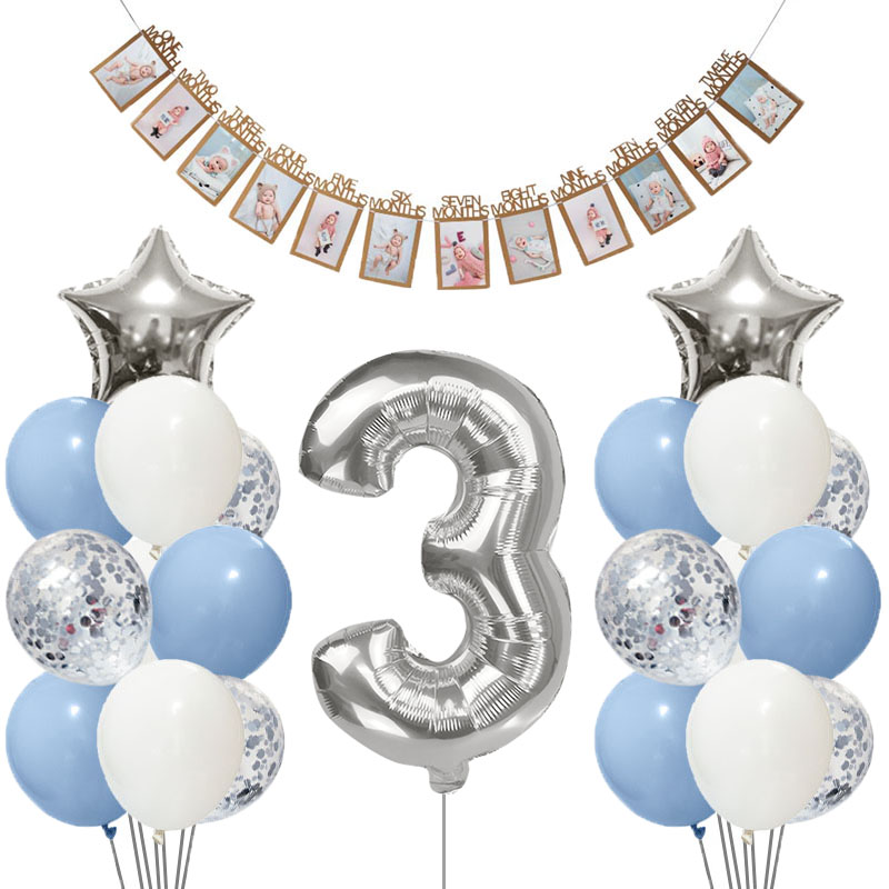 

3 Years Birthday Balloons Party Decorations 3rd I Am Three Boy Girl Banner Number 3 Foil Ballon Star Balon Third Bunting Garland