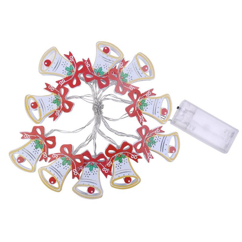 

10LED Christmas Bells Lights Mental Fairy Lights Outdoor For Christmas Party Wedding Holiday Atmosphere Decoration