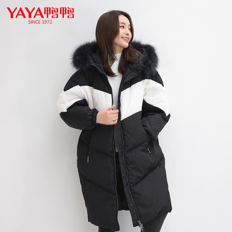 

YAYA Down Jacket Woman Hooded Parkas Women Winter Jackets and Coats Women Clothes Fur Collar Coat, Black