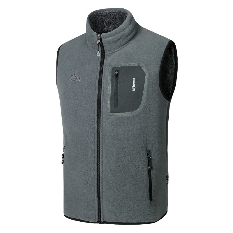 

HOO fall of 2020 Men more leisure add wool warm vest Fashion polar fleece collar vest, Black