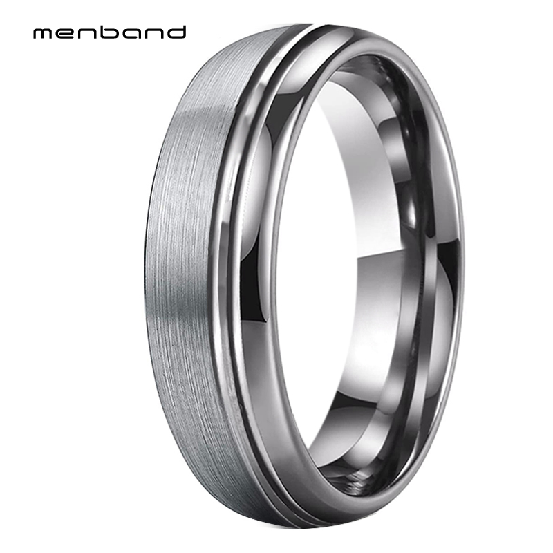 

Groove Wedding Band Women Tungsten Wedding Ring 2 Offset Grooves With Polished Brushed Finish 6MM Ring Box Available