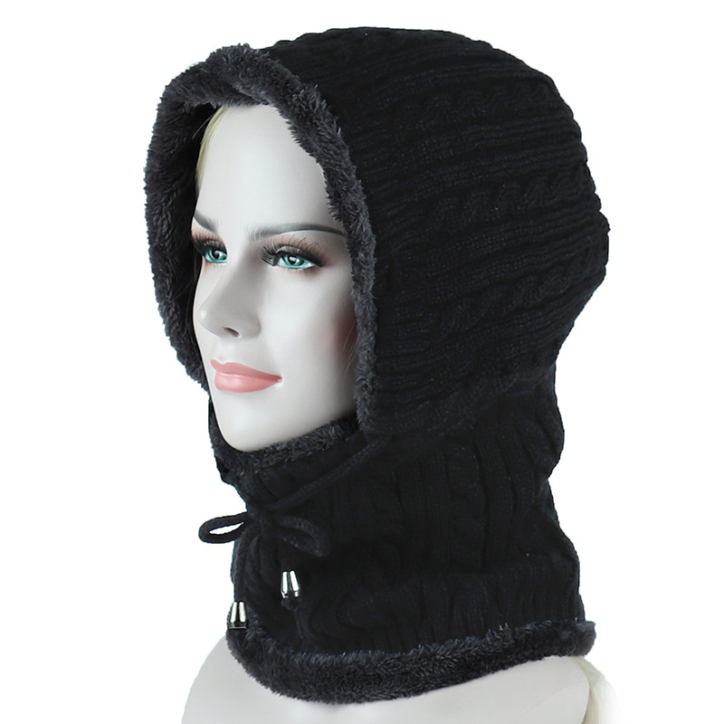 

Fashion unisex scarf and hat set knitted hat and scarf set for women plush beanie with rope elastic band