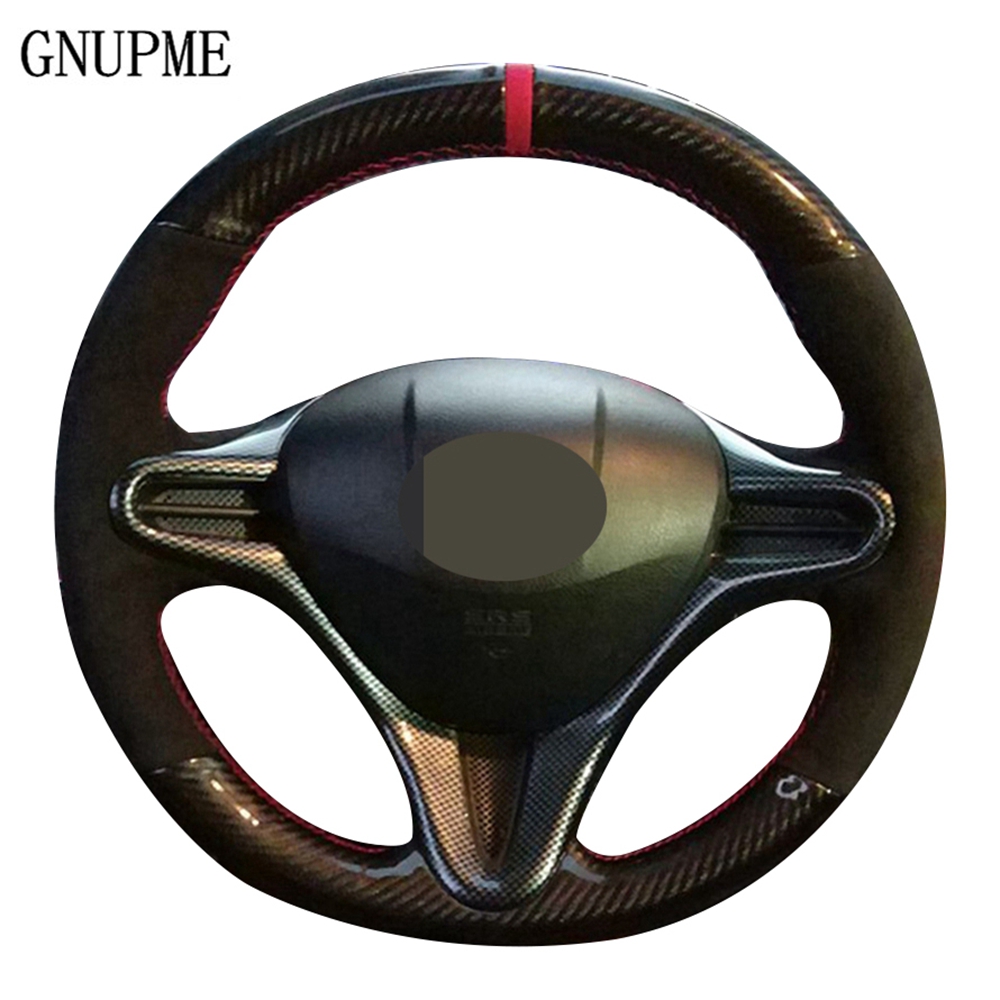 

DIY Genuine Leather Suede Carbon Fiber Car Steering Wheel Cover For Honda Old Civic 2004-2011 (3-Spoke) Civic 8 2006-2009 car accessories